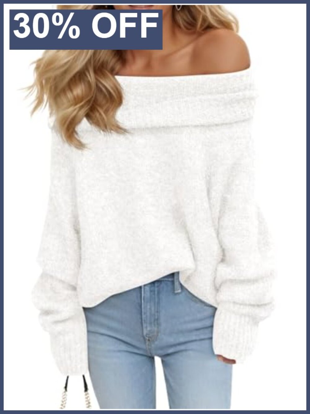Off The Shoulder Ribbed Knit Oversized Pullover Sweater Loose Fit